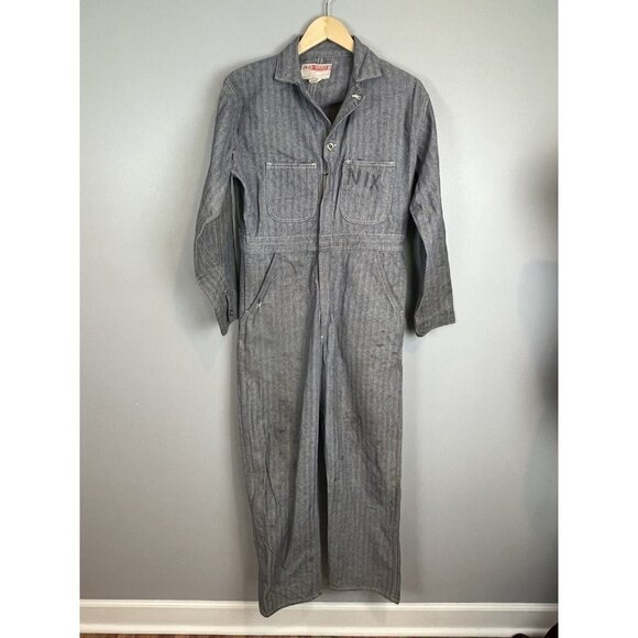 Work Wear Corp Mechanic Coveralls Bi-Swing Distressed Vtg USA Made Size 38 - Picture 1 of 14